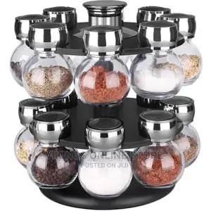 16pc Revolving Jar Kitchen Herbs Spice Rack Countertop