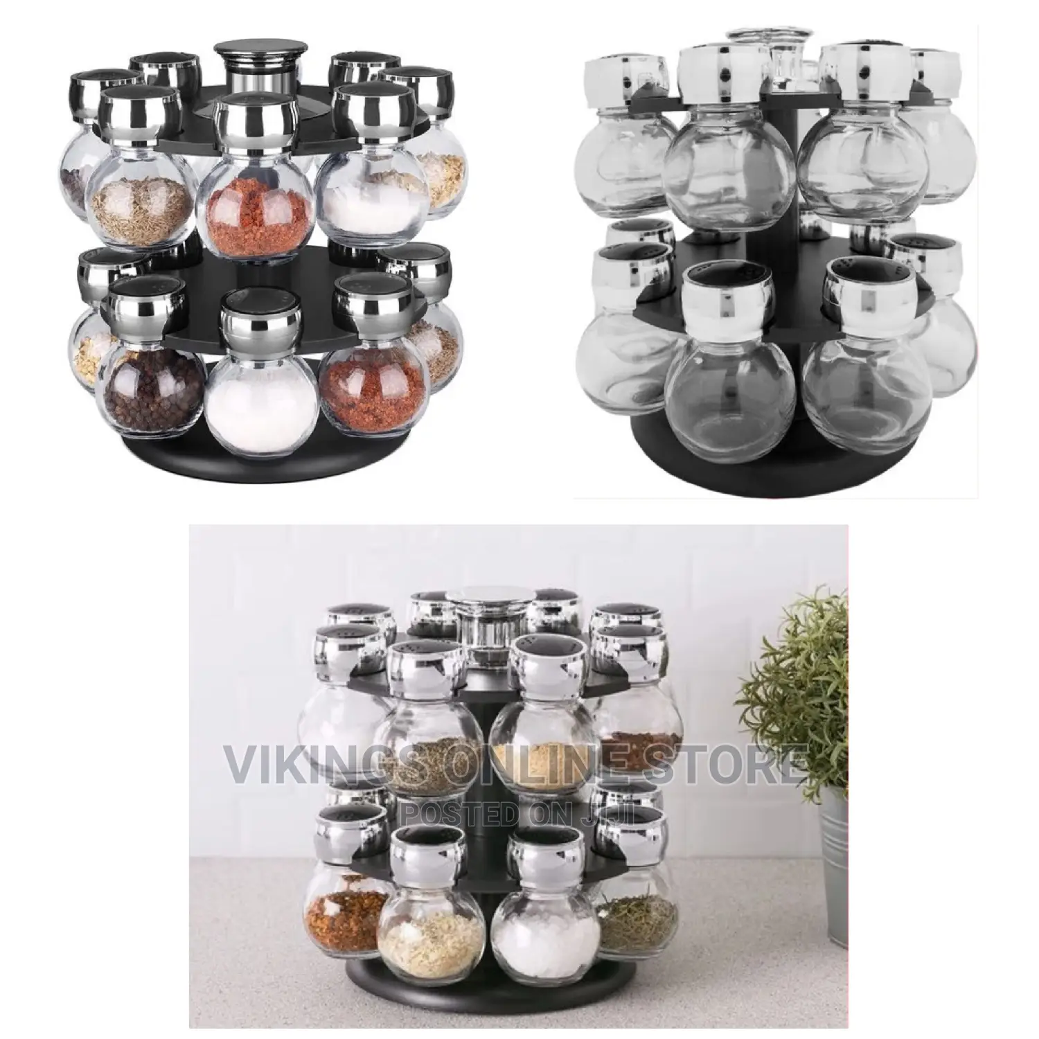 16pc Revolving Jar Kitchen Herbs Spice Rack Countertop