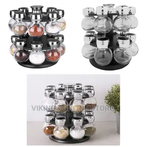 16pc Revolving Jar Kitchen Herbs Spice Rack Countertop