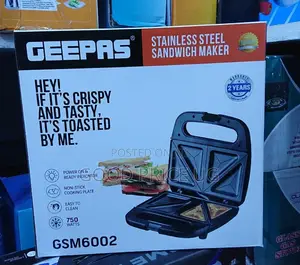 2 Slice Geepas Stainless Sandwich Maker