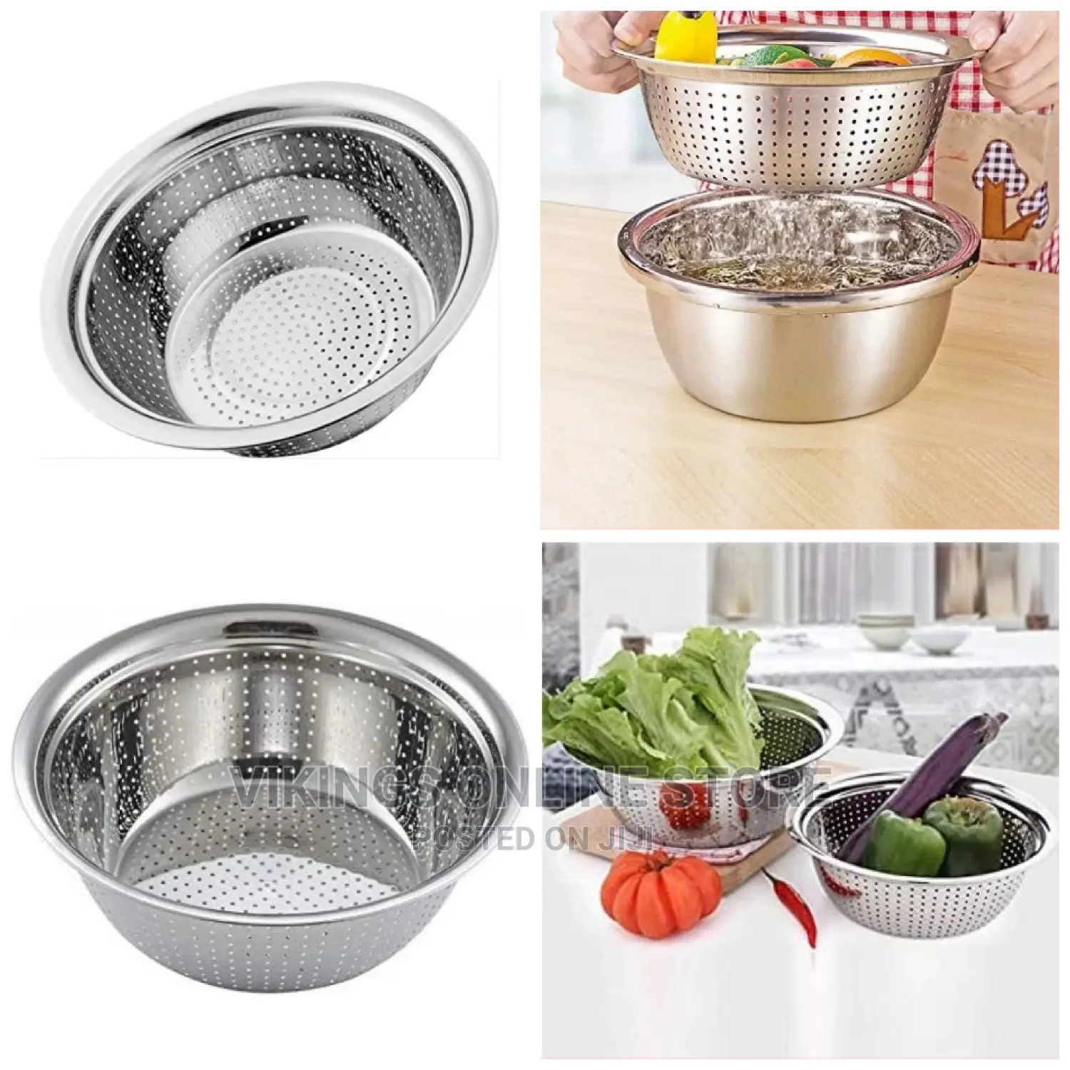32cm Rice, Vegetable Washing Strainer/Colander- Silver