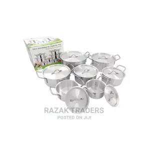 Aluminium Cooking Pots/Saucepan Set, 7pcs-Silver