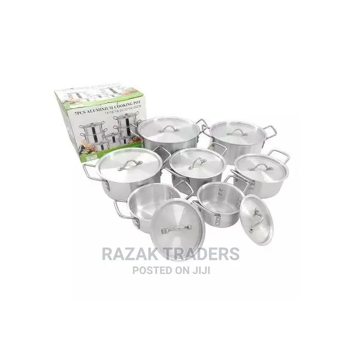 Aluminium Cooking Pots/Saucepan Set, 7pcs-Silver
