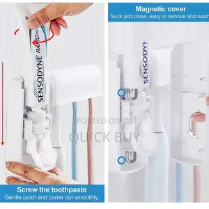 Wall Mounted Toothbrush and Toothpaste Holder/ Dispenser