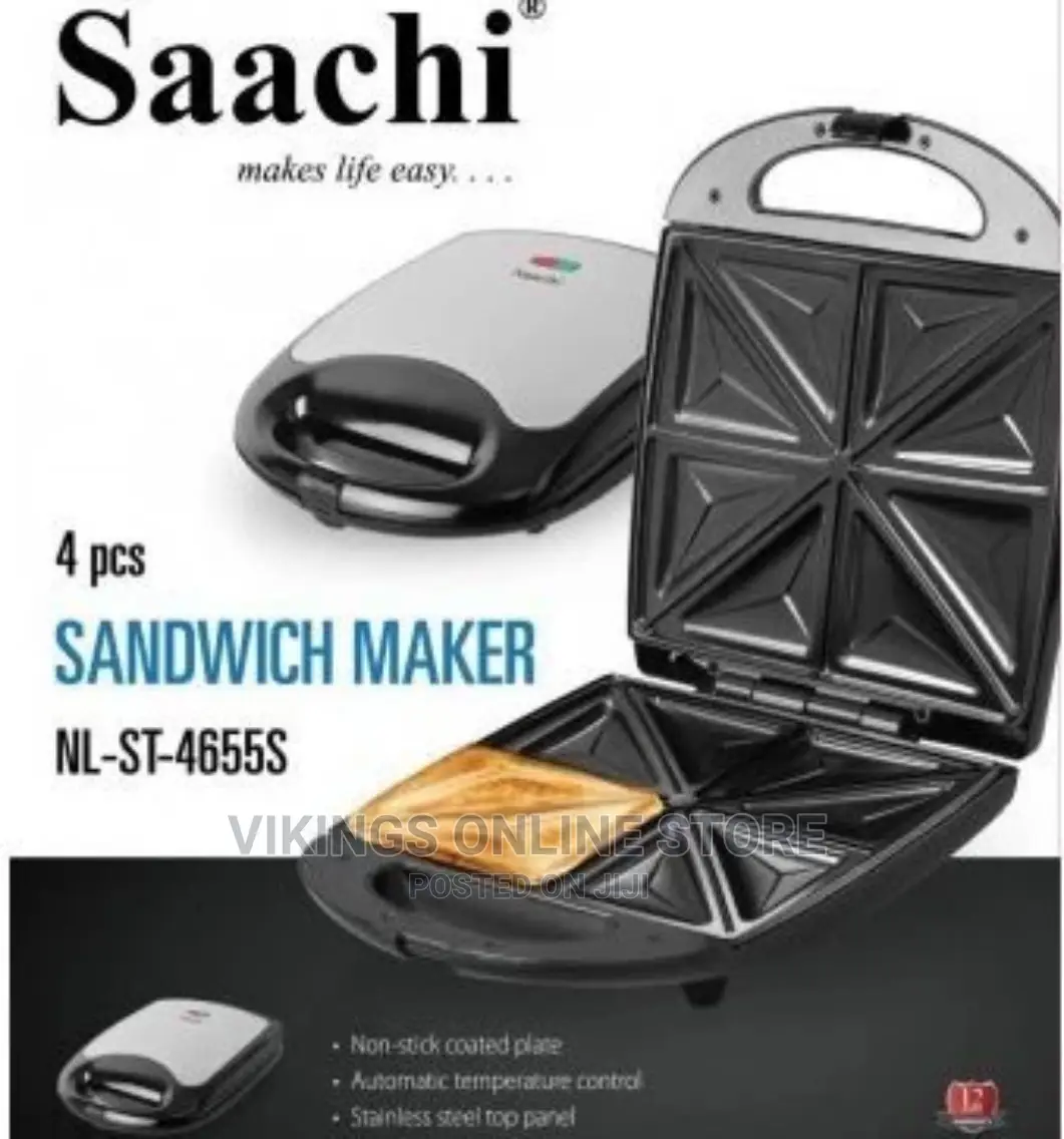 Saachi 4 Slice Sandwich Maker Toaster, Grill- Black