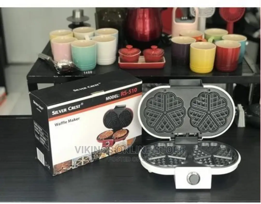Silver Crest Double Waffle Maker With Heart-Shaped Waffles