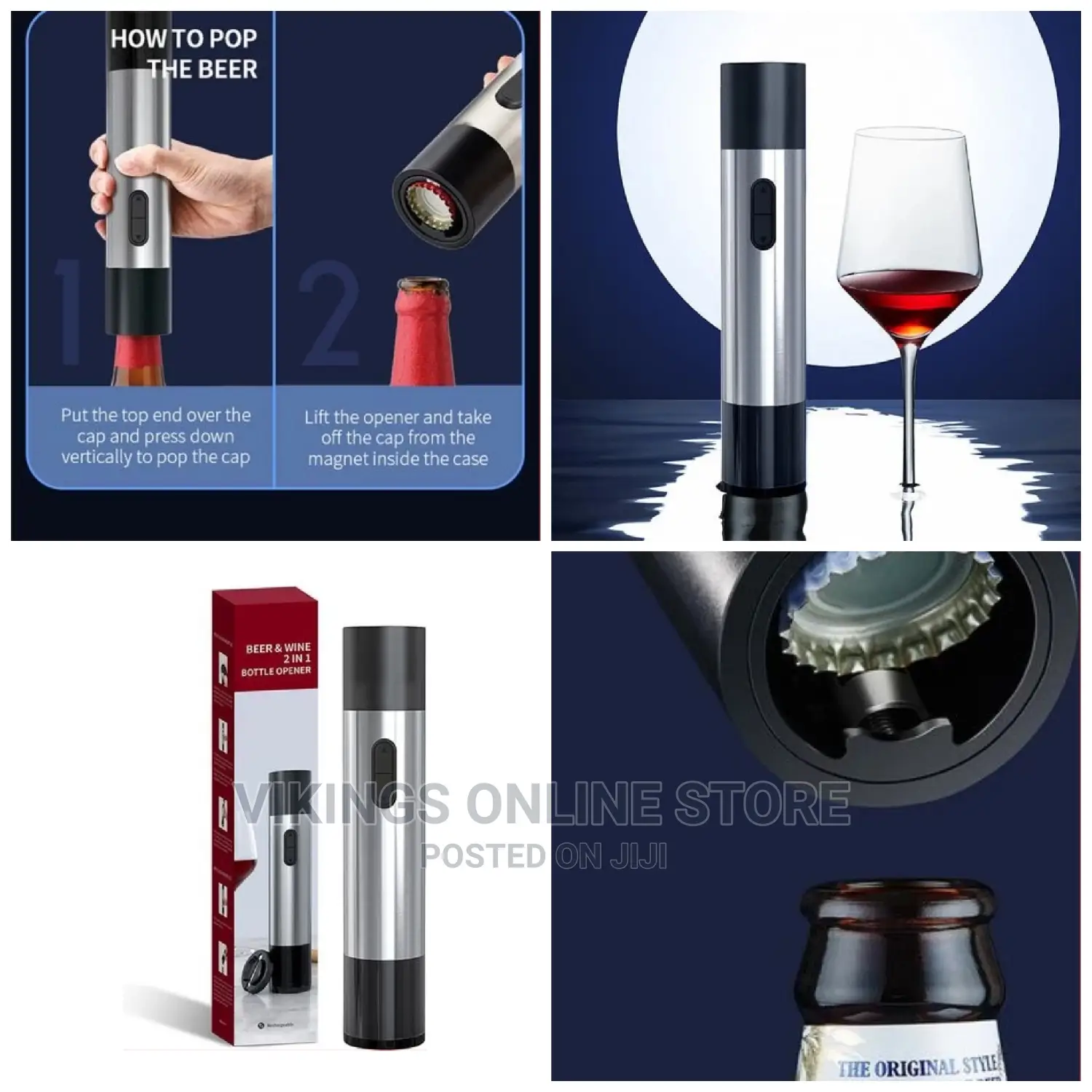 Black Corkscrew 2-in-1 Wine and Beer Bottle Opener