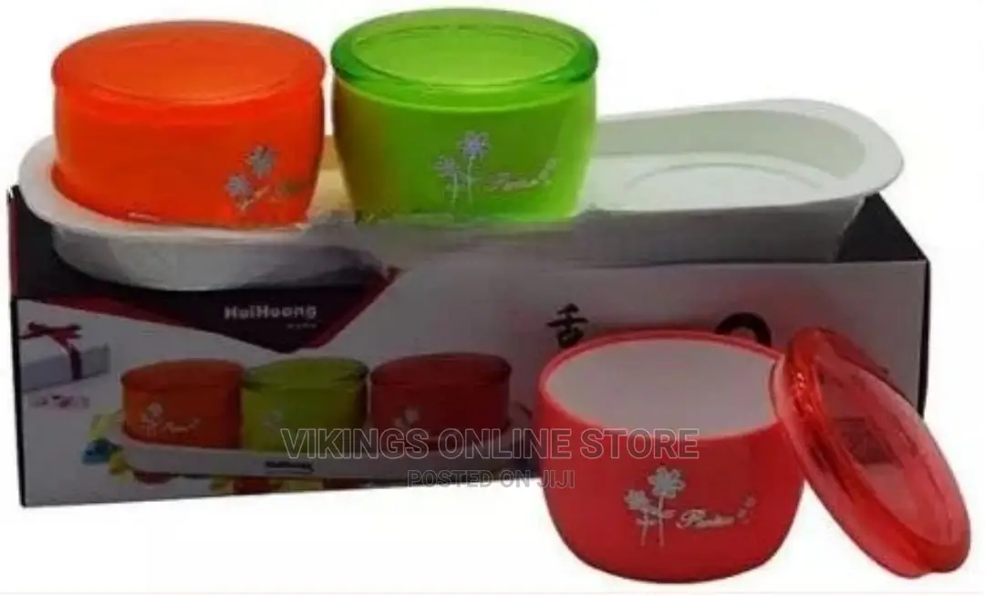 3 Piece Plastic Sugar Bowl Dish Candy Pot –