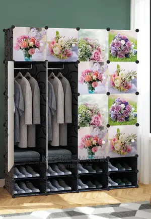 Home 4 Column Plastic Wardrobe