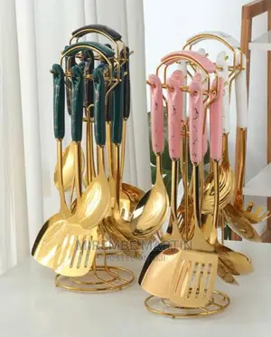 Spoon and Fork Holder in Gold