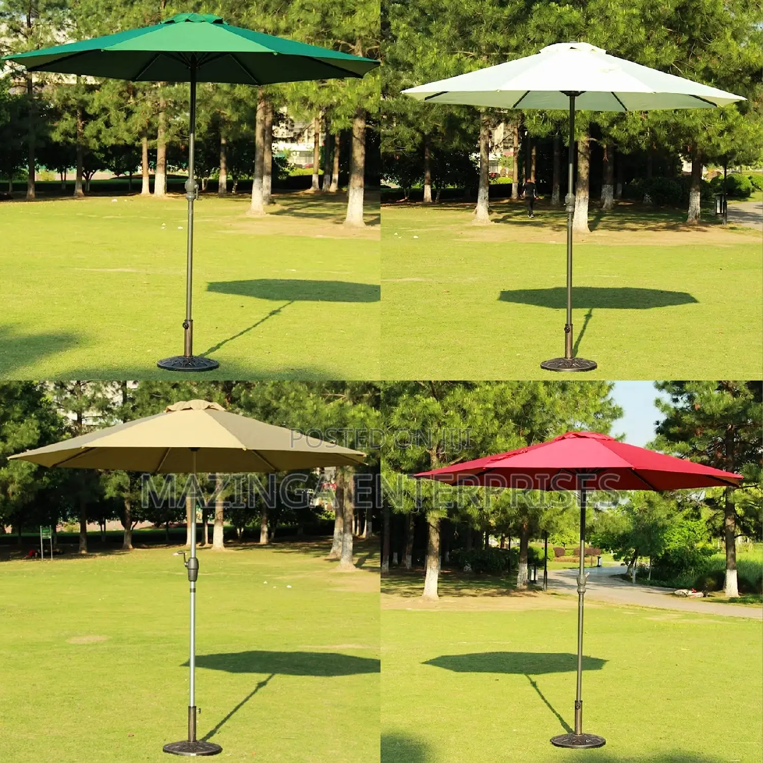 2.7mtrs Centre Base Round Umbrella (White,Khaki,Maron,Green)