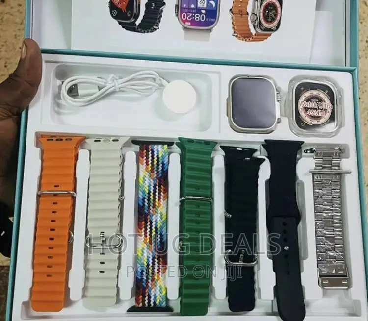 Digital Smart Watch With 7 Straps, Protector, Bluetooth