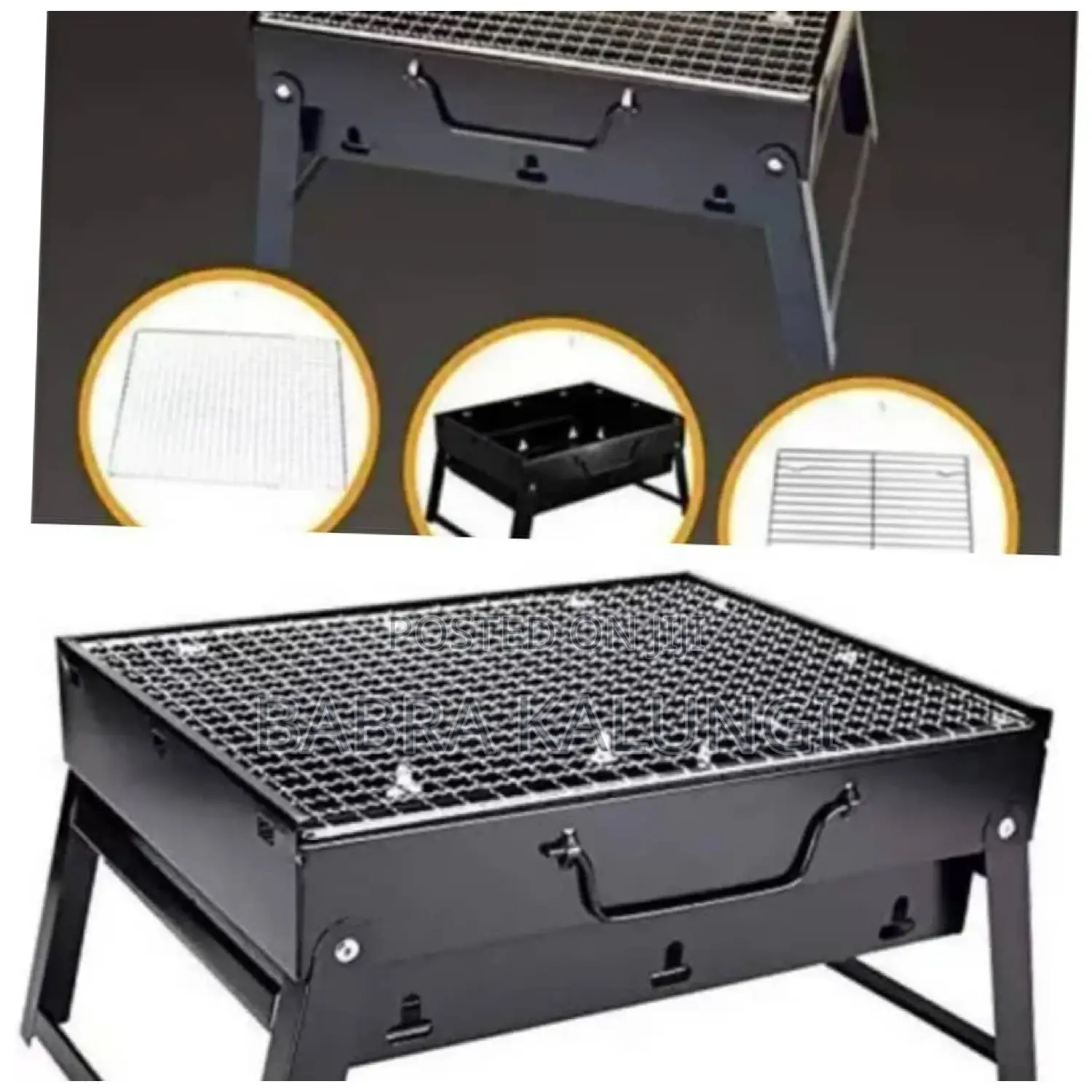 BBQ Portable Foldable Charcoal Barbecue Grill_ Black