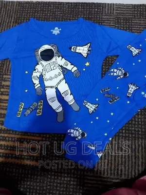 Unisex Boy Girl Children Night Wear Pajama Set-Blue Designed