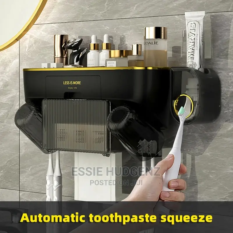 Toothbrush Holder,Toothpaste Dispenser With Tissue Holder