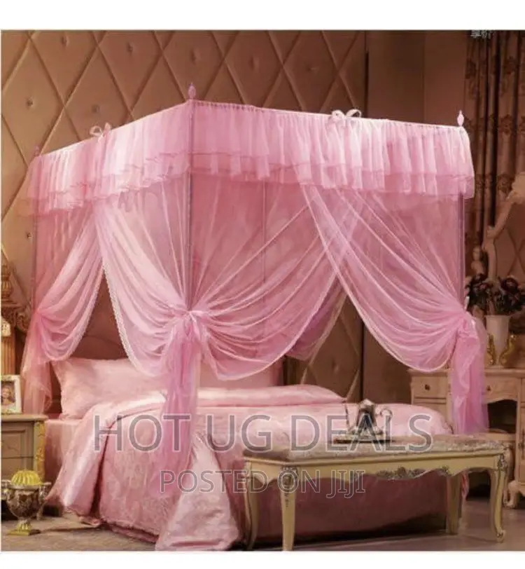 5x6 Mosquito Net With Stands Varying Net Holders- Hot Pink