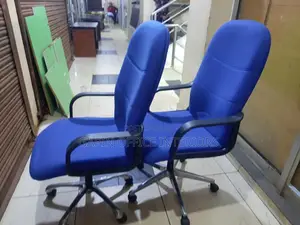 Blue Long Back Chairs, 2 Pieces