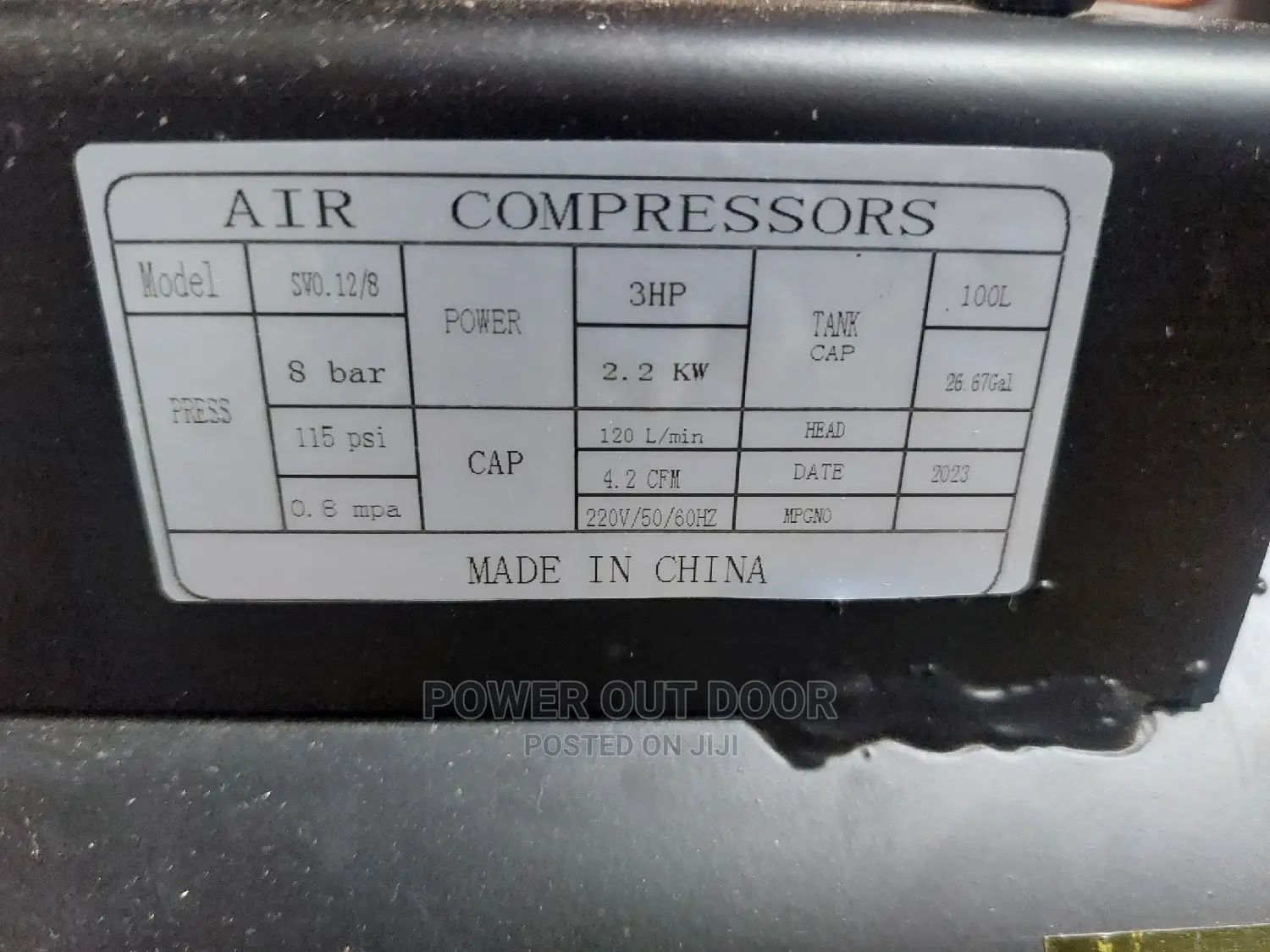 100 Litre Air Compressor 3hp