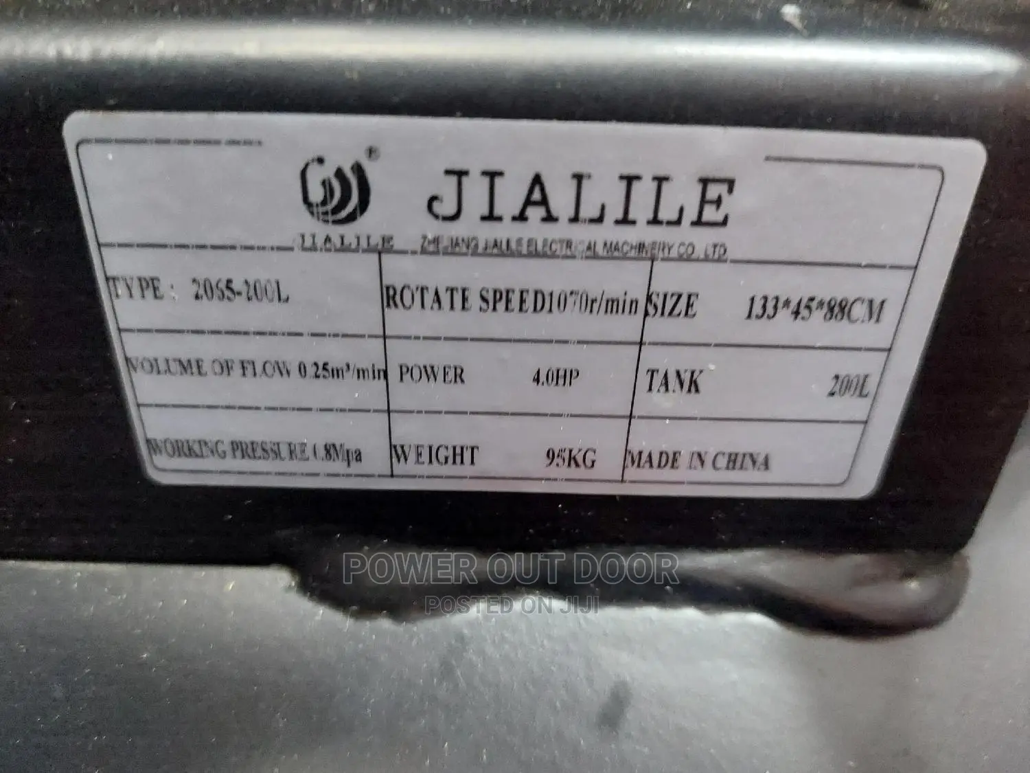 200 Litre Jialile Air Compressor 4hp