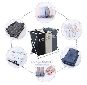 3 Grid Foldable Laundry Cloth Sorter Basket