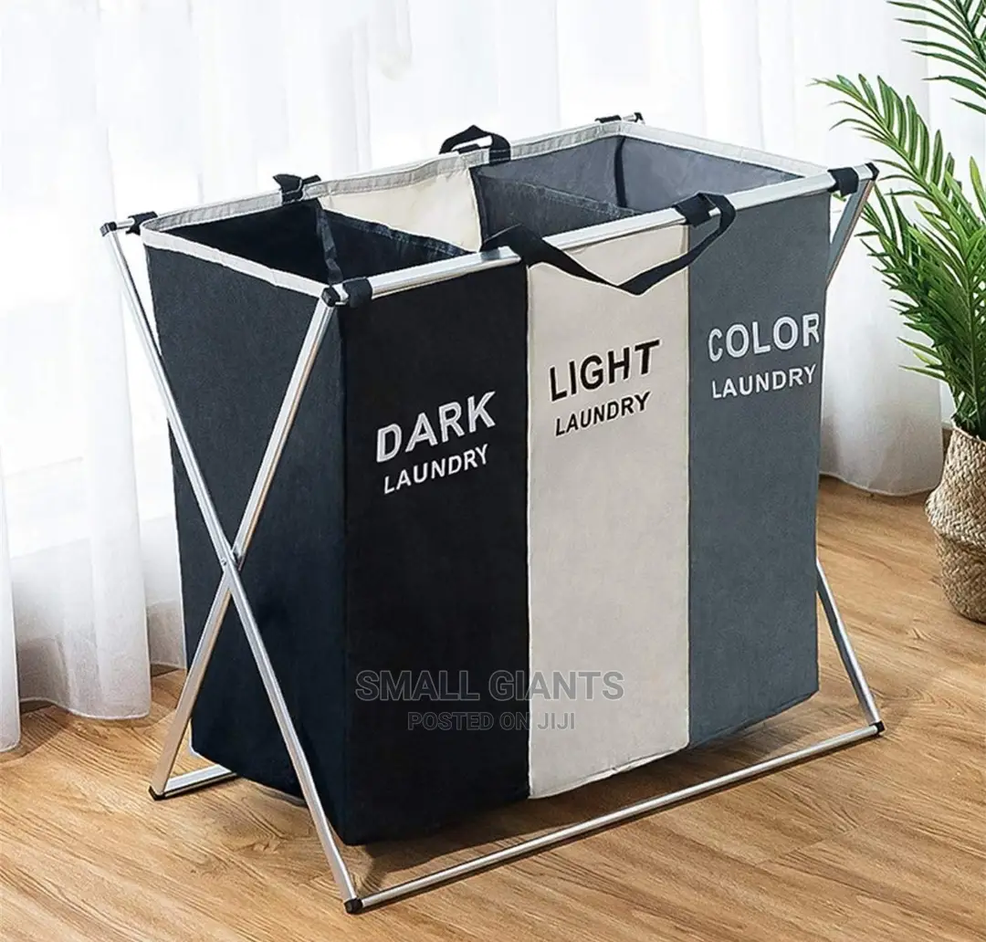 3 Grid Foldable Laundry Cloth Sorter Basket