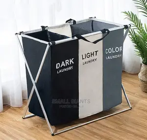 3 Grid Foldable Laundry Cloth Sorter Basket