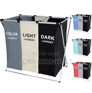 3 Section Laundry Basket Bin Organizer