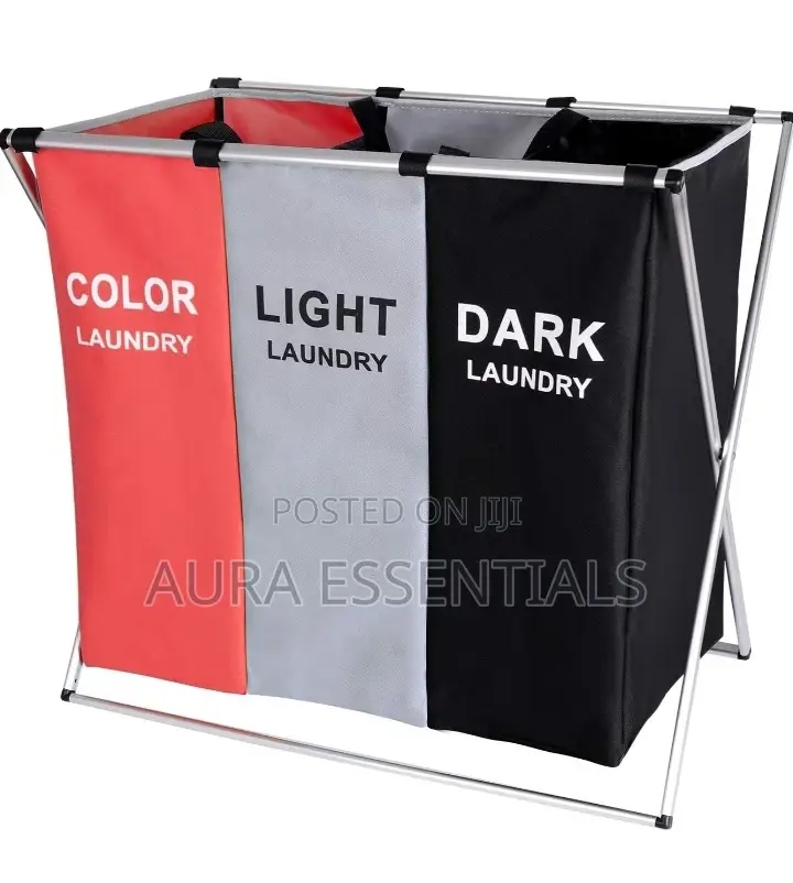 3 Section Laundry Basket Bin Organizer