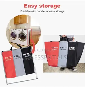 3 Section Laundry Basket Bin Organizer