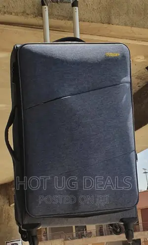 Large Size Faux Leather Travel Suitcase - Black