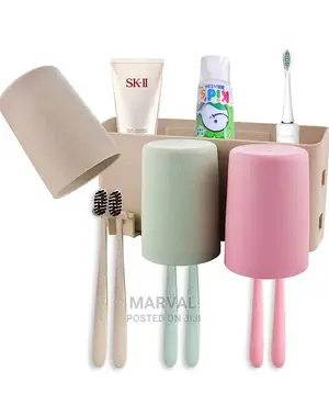 Multicolor Wall Mount Plastic Toothbrush Holder,