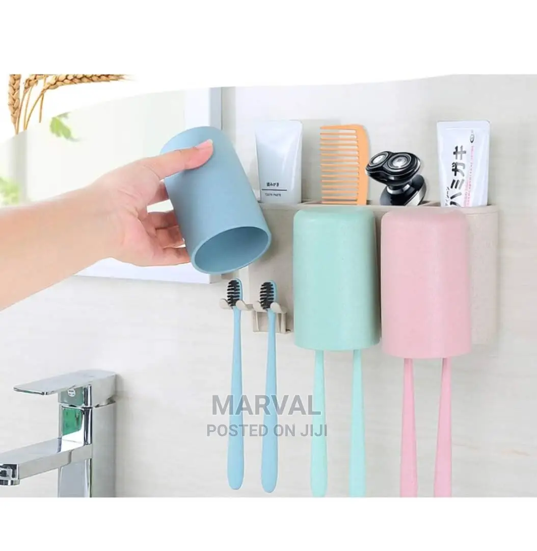 Multicolor Wall Mount Plastic Toothbrush Holder,
