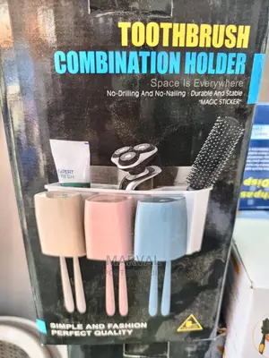 Multicolor Wall Mount Plastic Toothbrush Holder,