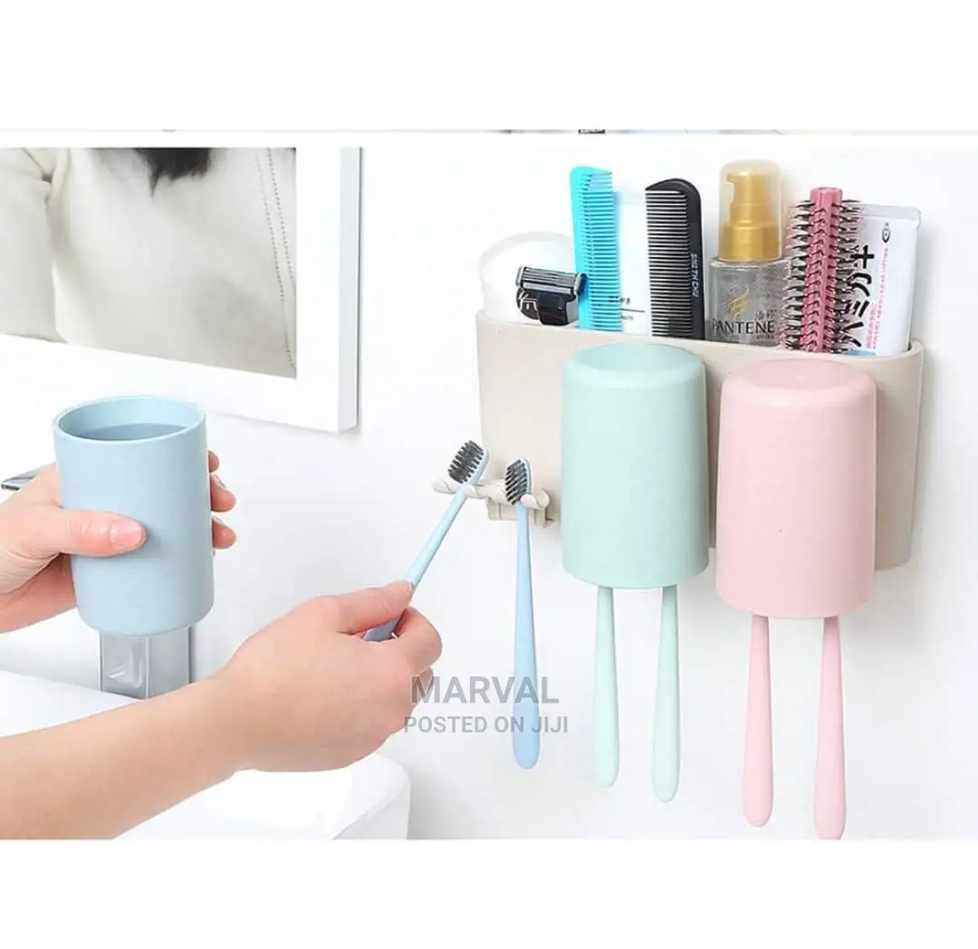 Multicolor Wall Mount Plastic Toothbrush Holder,