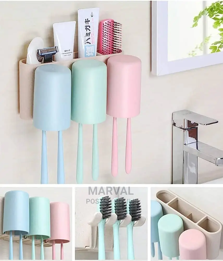 Multicolor Wall Mount Plastic Toothbrush Holder,