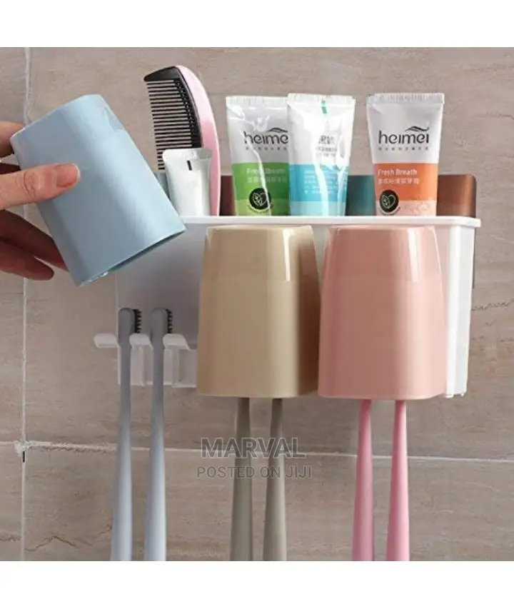 Multicolor Wall Mount Plastic Toothbrush Holder,