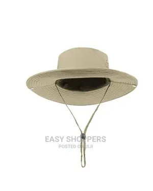 Mens Summer Cotton Wide Brim Bucket Hat Outdoor - Beige