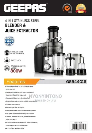 Geepas 4 in 1 Juicer and Blender With 2 Years Warranty