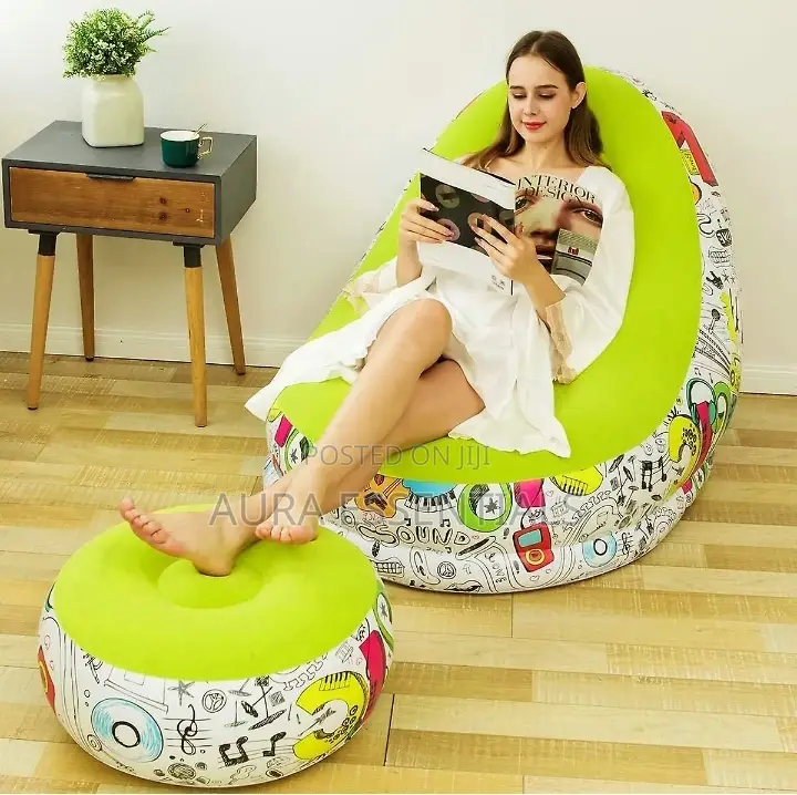 Outdoor Flocking Graffiti Pattern Inflatable Lounge Sofa