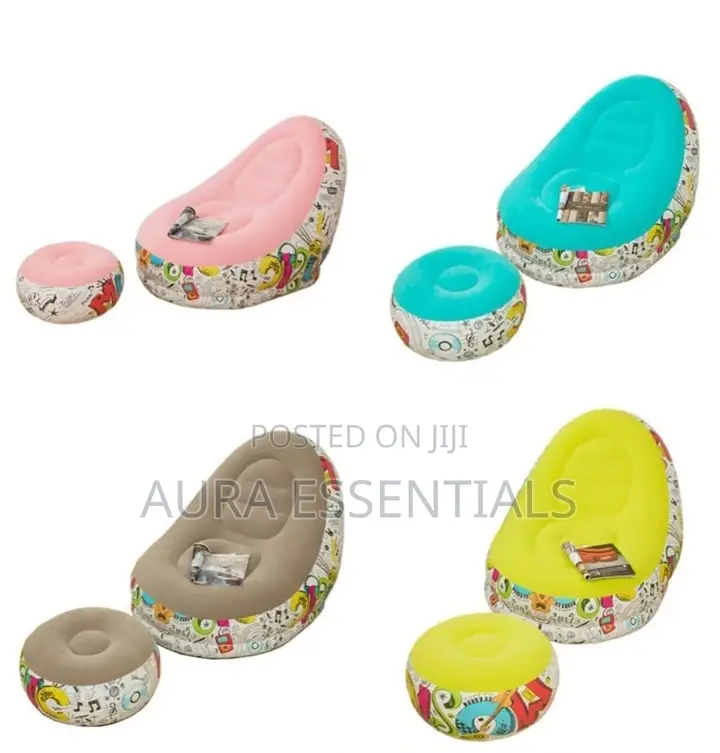 Outdoor Flocking Graffiti Pattern Inflatable Lounge Sofa