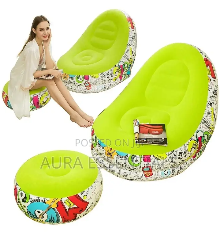 Outdoor Flocking Graffiti Pattern Inflatable Lounge Sofa