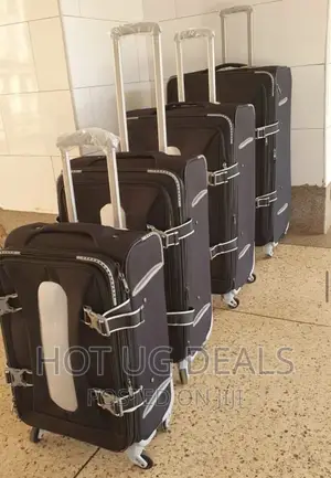 4pcs Strong Fabric Cloth Travel Suitcases Fashion Bag -Black
