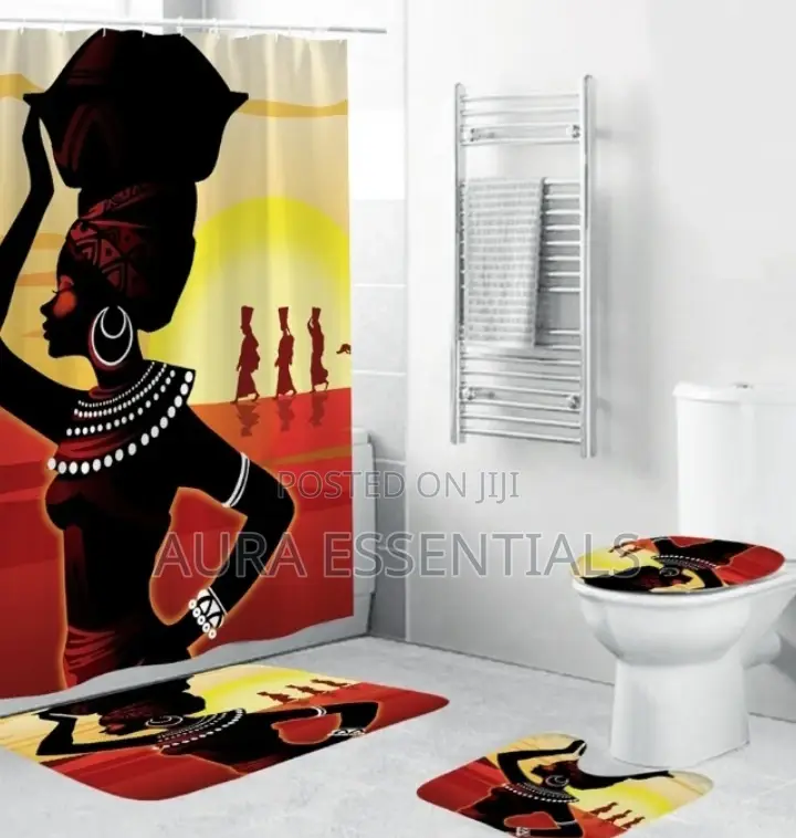 4pcs Afro Decor Shower Curtains