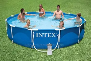 INTEX Round Metal Frame Pool Set With Filter Pump 3.7m