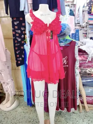 Ladies Night Dress - Red Multidesign