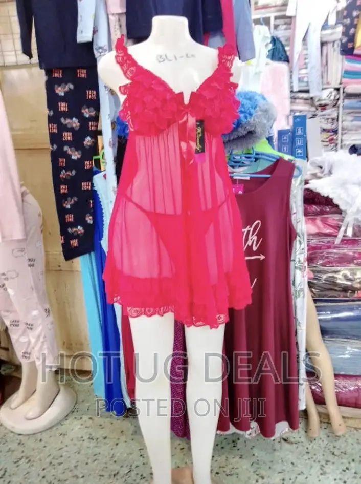 Ladies Night Dress - Red Multidesign