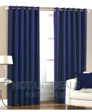 3pc Navy Blue Curtain Piece With Net