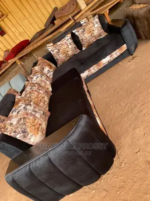 6 Seater L Sofa Set Black