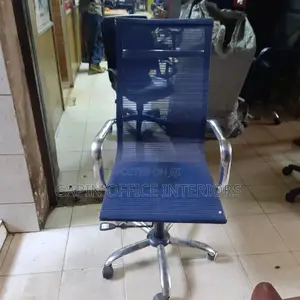 Long Back Blue Mesh Light Chair