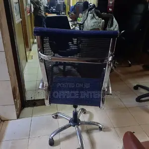 Long Back Blue Mesh Light Chair